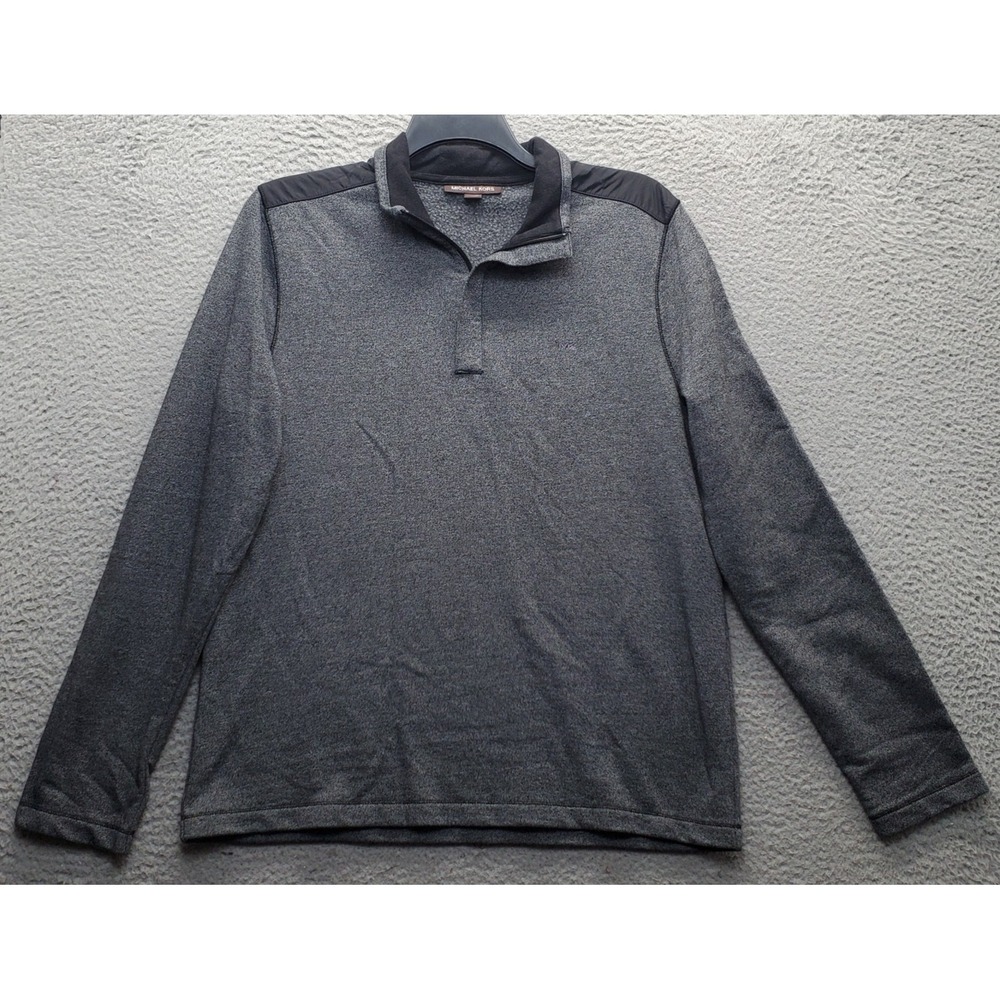 Michael Kors 1/4 Zip Pullover Sweatshirt Mens Large Gray Heathered Fleece Lined